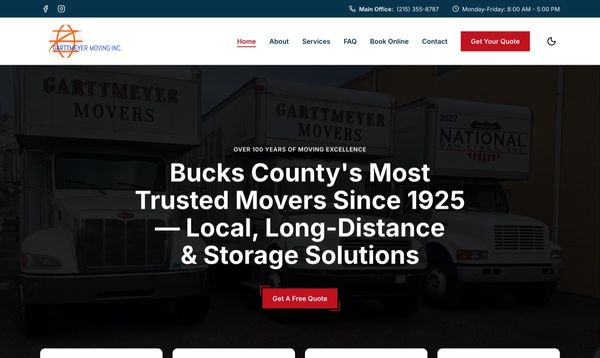 The Garttmeyer Movers website homepage